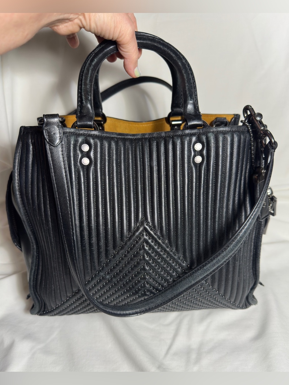 Coach 1941 Rogue 30 Black Quilted Rivet Nappa Leather Bag 22809